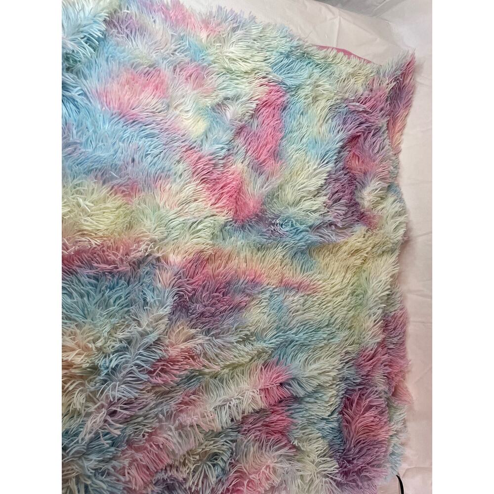 Baby Girl Toddler Shag Blanket Pastels 38x33" Rainbow Liam and Lily